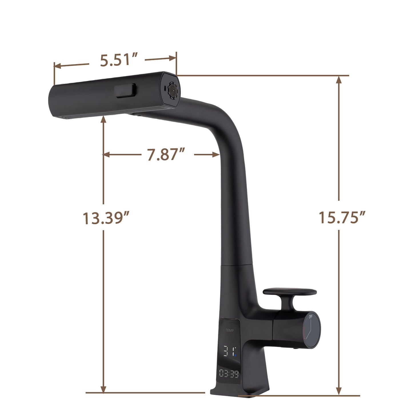 Waterfall Kitchen Faucet With Temperature Display And Pull Down Sprayer Daily Nest