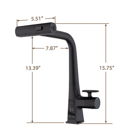 Waterfall Kitchen Faucet With Temperature Display And Pull Down Sprayer Daily Nest