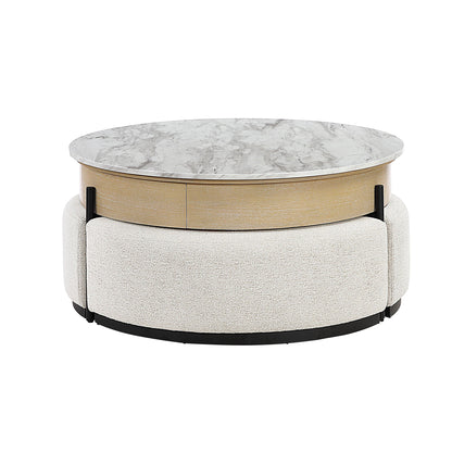Rounded Storage Coffee Table With 3 Stools Global Furniture USA