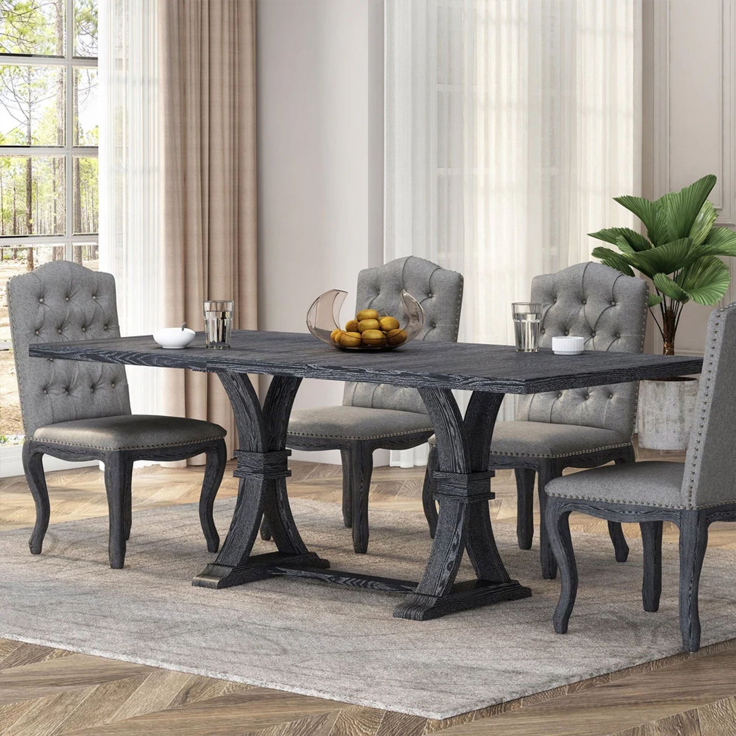 Devingo - Extendable Dining Table Rustic Style - Gray Noble House