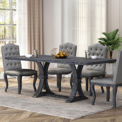 Devingo - Extendable Dining Table Rustic Style - Gray Noble House