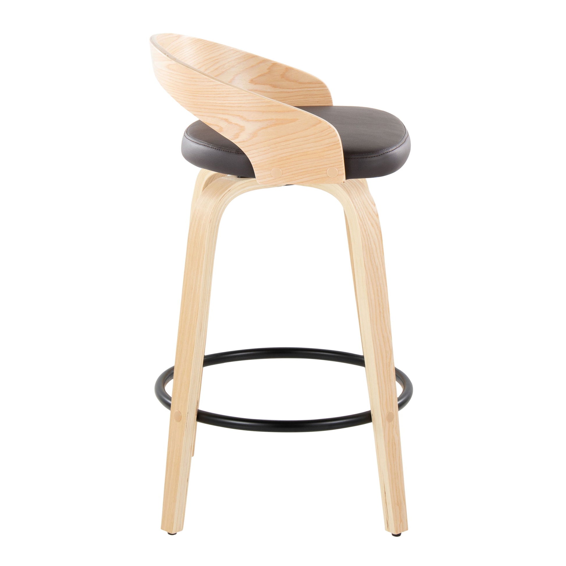 Grotto - Mid-Century Modern Fixed Height Counter Stool Swivel &h Round Footrest Lumi Source