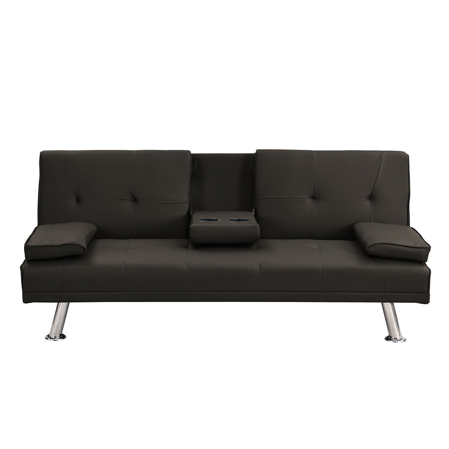 Modern Sofa Bed With Armrest 2 Holders, Wood Frame & Stainless Leg Home Essentials