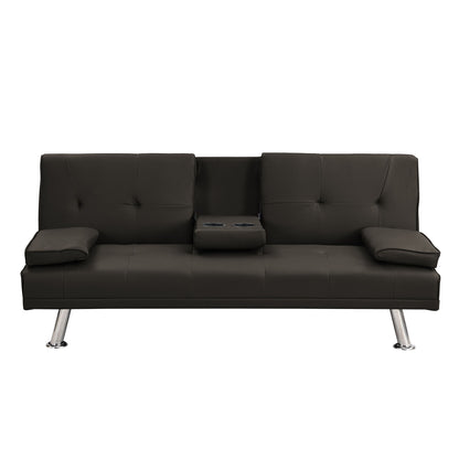 Modern Sofa Bed With Armrest 2 Holders, Wood Frame & Stainless Leg Home Essentials