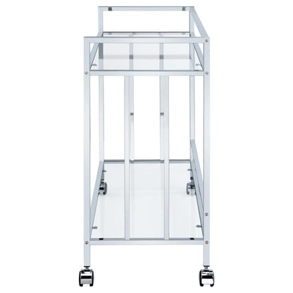 Cara - 2-tier Rectangular Glass Shelf Metal Bar Cart CoasterEssence