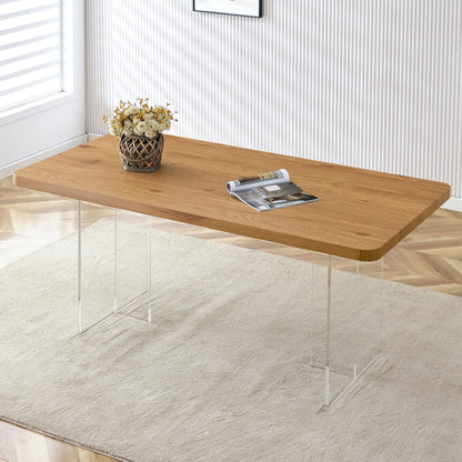 Modern Minimalist Wooden Table With Acrylic Legs Home Essentials