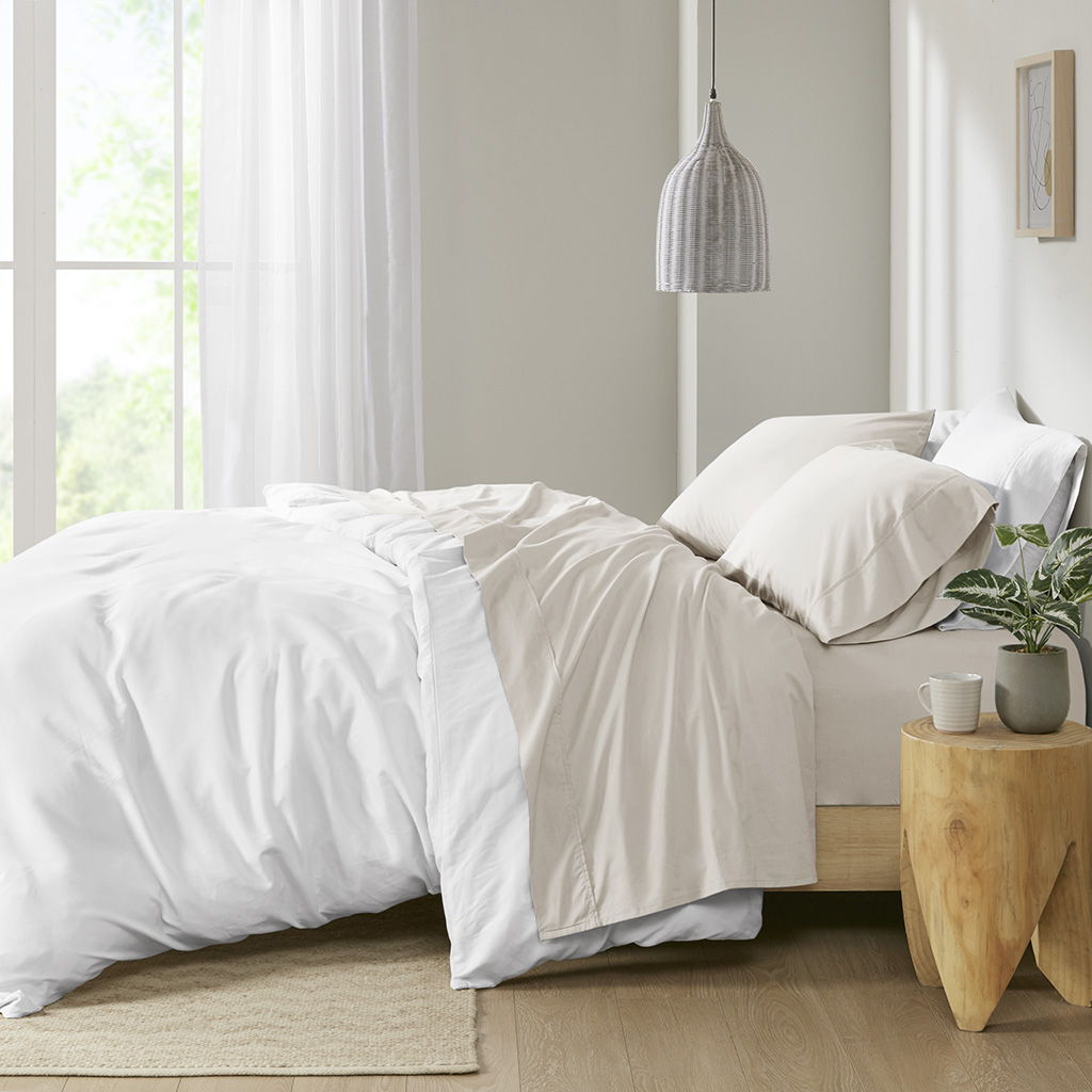 Twin Peached Percale Sheet Set - Ivory