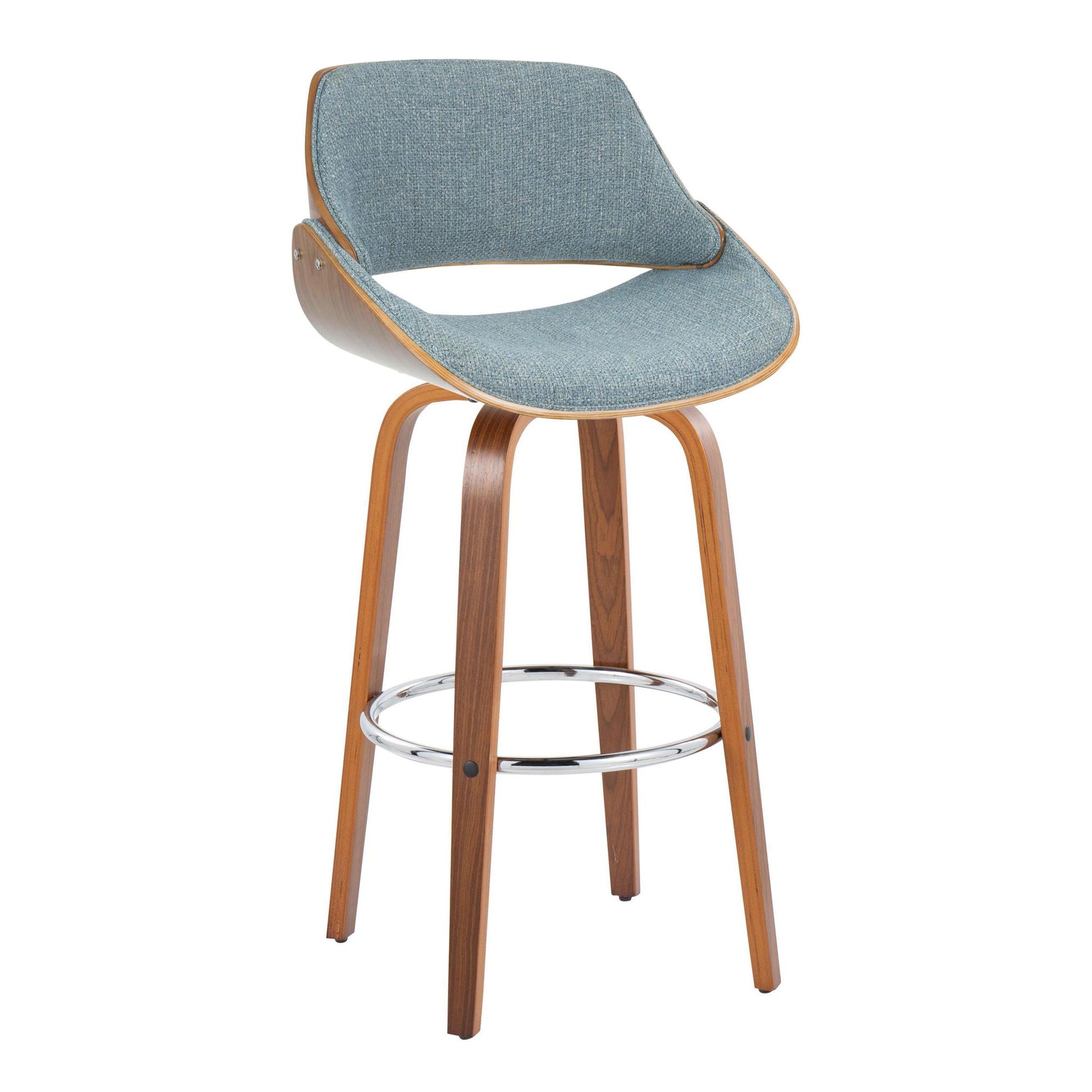 Fabrizzi - Mid Century Modern Fixed Height Barstool With Swivel With Round Footrest (Set of 2) Lumi Source
