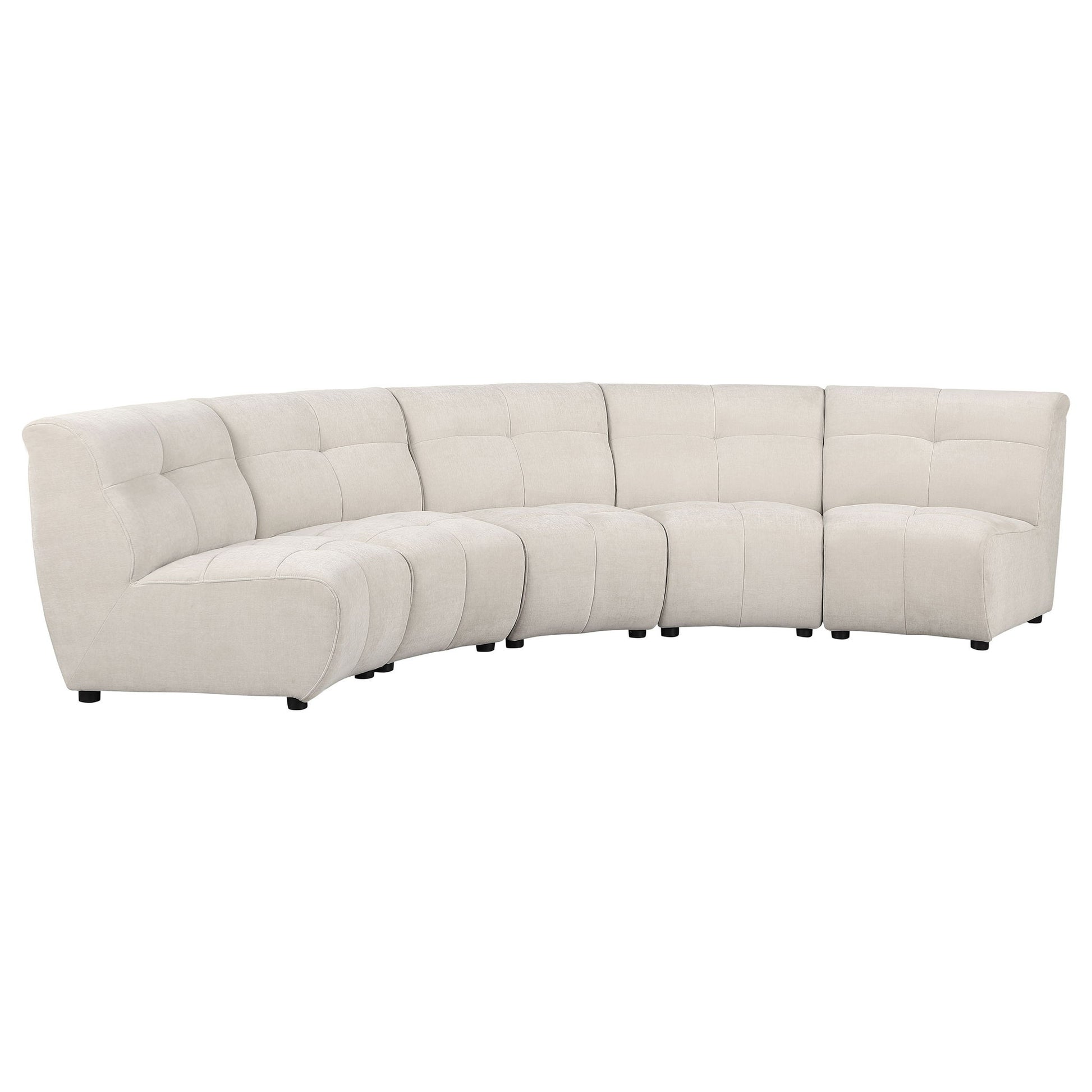Oliver - 5 Piece Upholstered Sectional Sofa With Curved Silhouette - Ivory Furniture Max