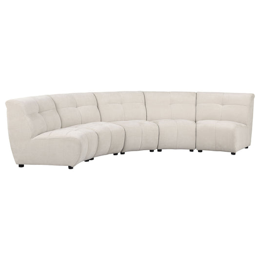 Oliver - 5 Piece Upholstered Sectional Sofa With Curved Silhouette - Ivory Furniture Max