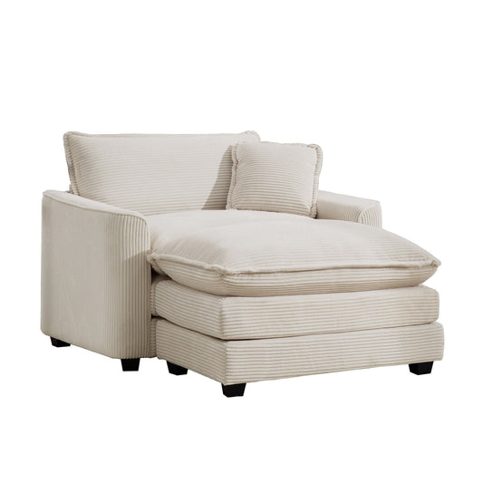 Classic Modern Comfortable Single Chair Deep Seat Sofa With Footstool Home Essentials