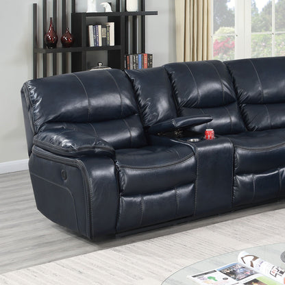 Power Motion Reclining Sectional Sofa With Console Cup Holders And USB Charging Port - Blue Home Essentials