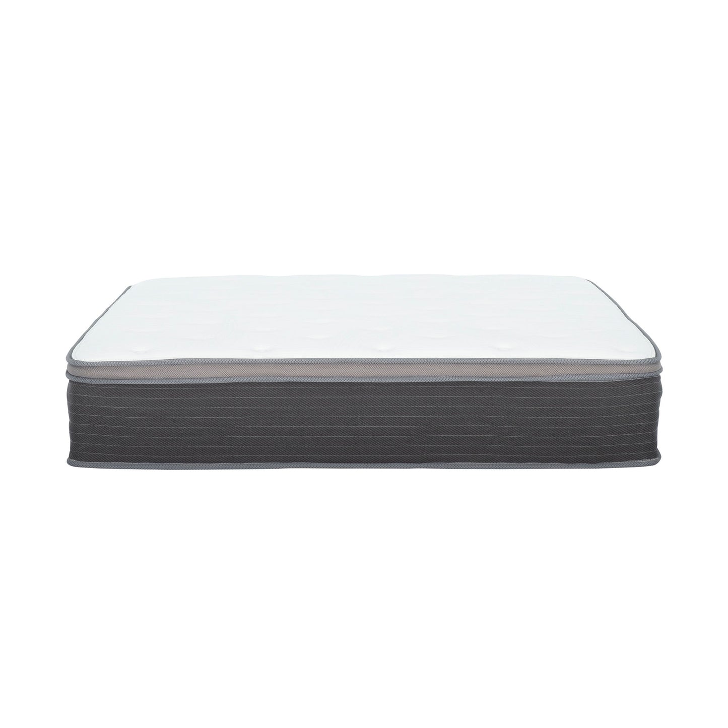 12'' Queen Size Hybrid Mattress In A Box, Plush Gel Memory Foam Mattress Top With Pocket Coil Base - Gray / White Daily Nest
