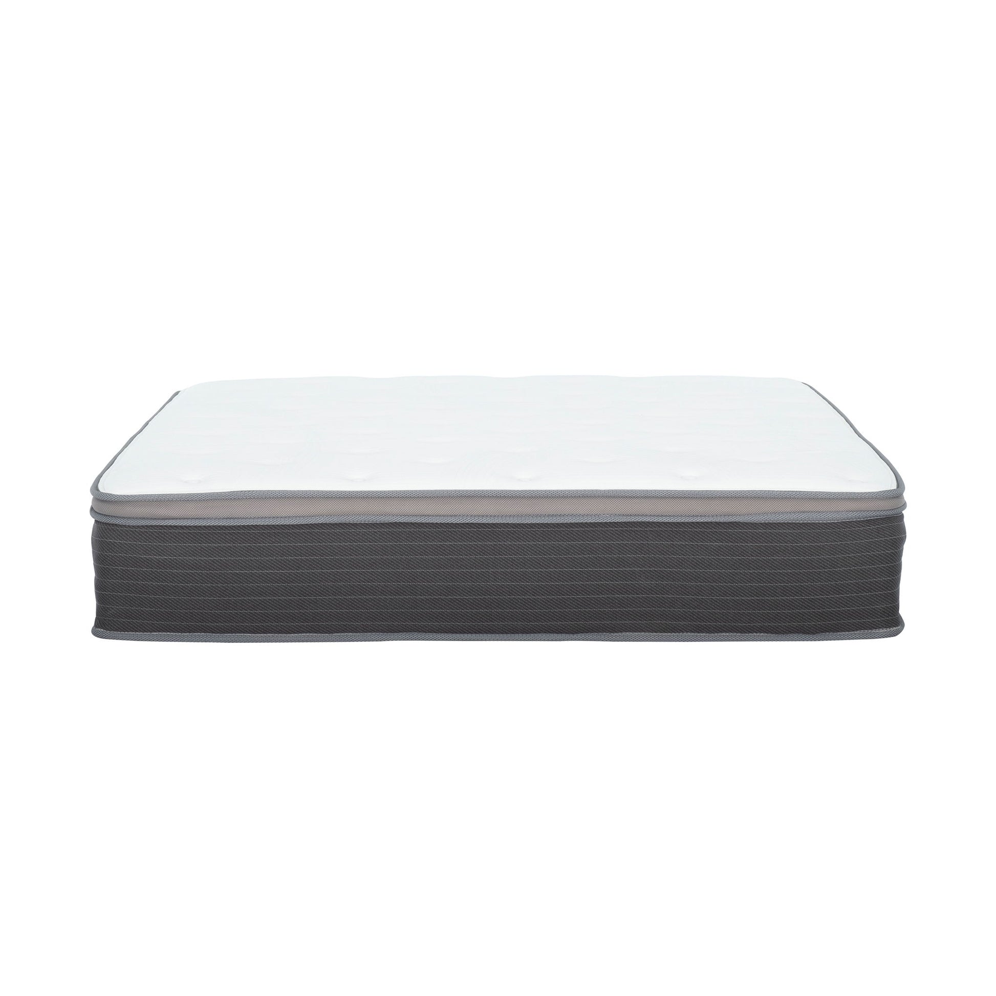 12'' Queen Size Hybrid Mattress In A Box, Plush Gel Memory Foam Mattress Top With Pocket Coil Base - Gray / White Daily Nest