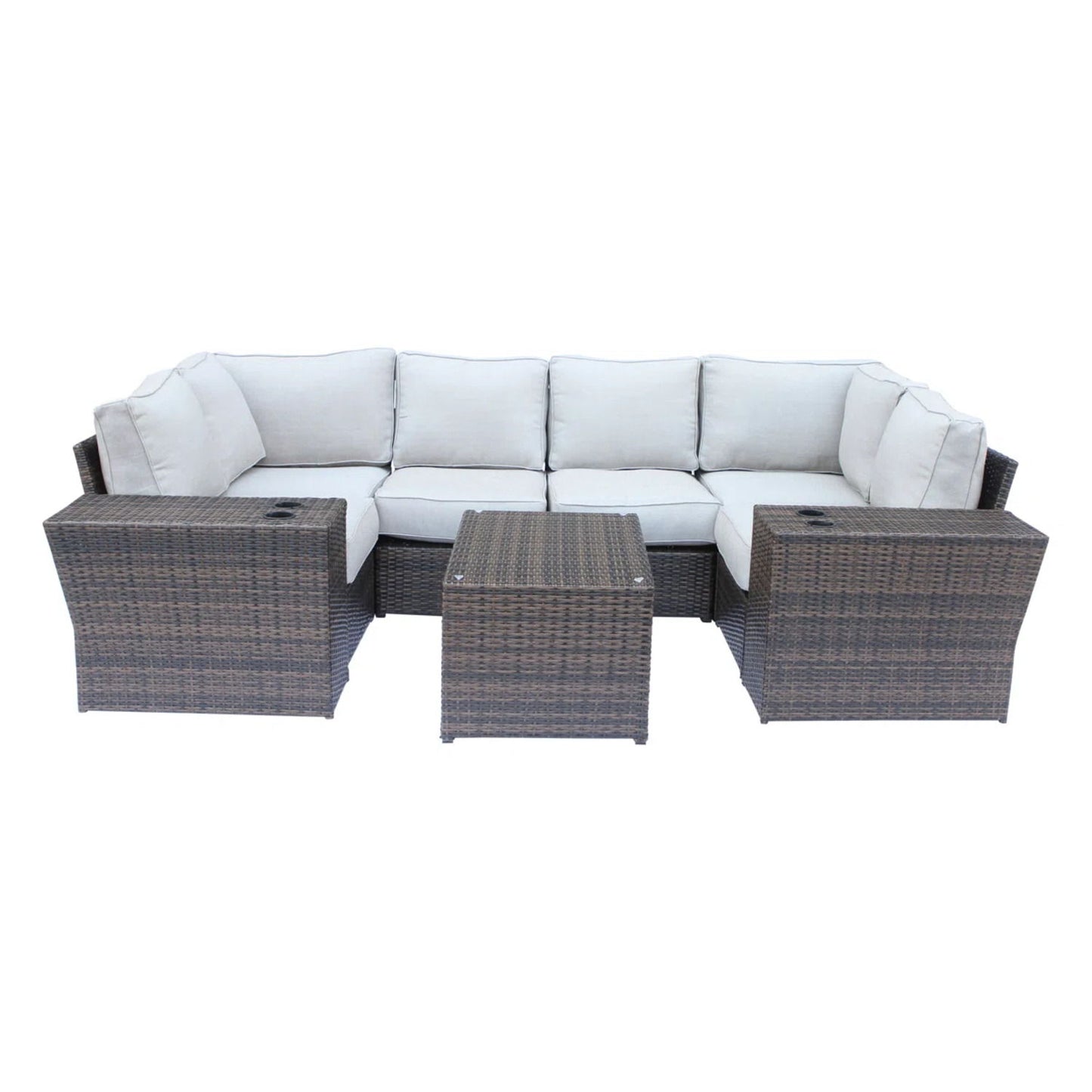 Outdoor Wicker Sectional With Weather Resistant Cushions And Table LSI Patio Furniture