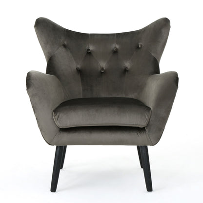Alyssa - Mid Century Upholstered Arm Chair With Wingback Design Noble House