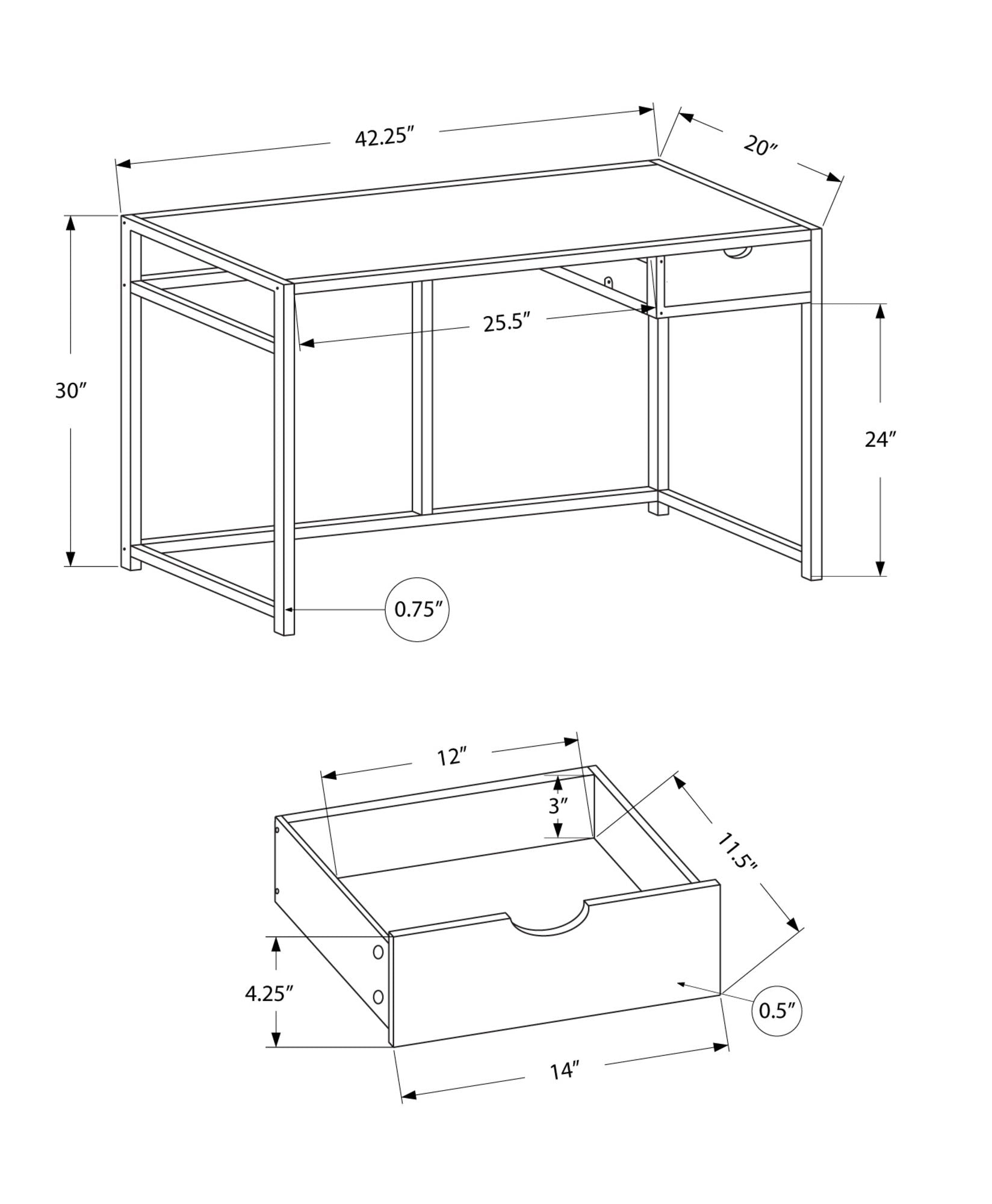 Computer Desk For Home Office, 1 Storage Drawer, Contemporary & Modern 8th Street