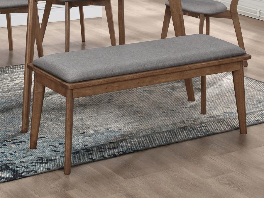 Alfredo - Upholstered Dining Bench - Gray And Natural Walnut