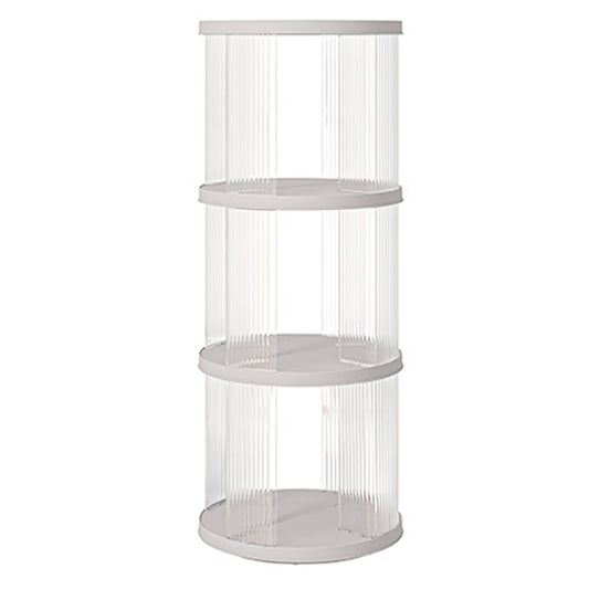 360° Rotating Bookshelf, Small Corner Bookcase, 3 Tier Floor Standing Organizer, Round - Cream White