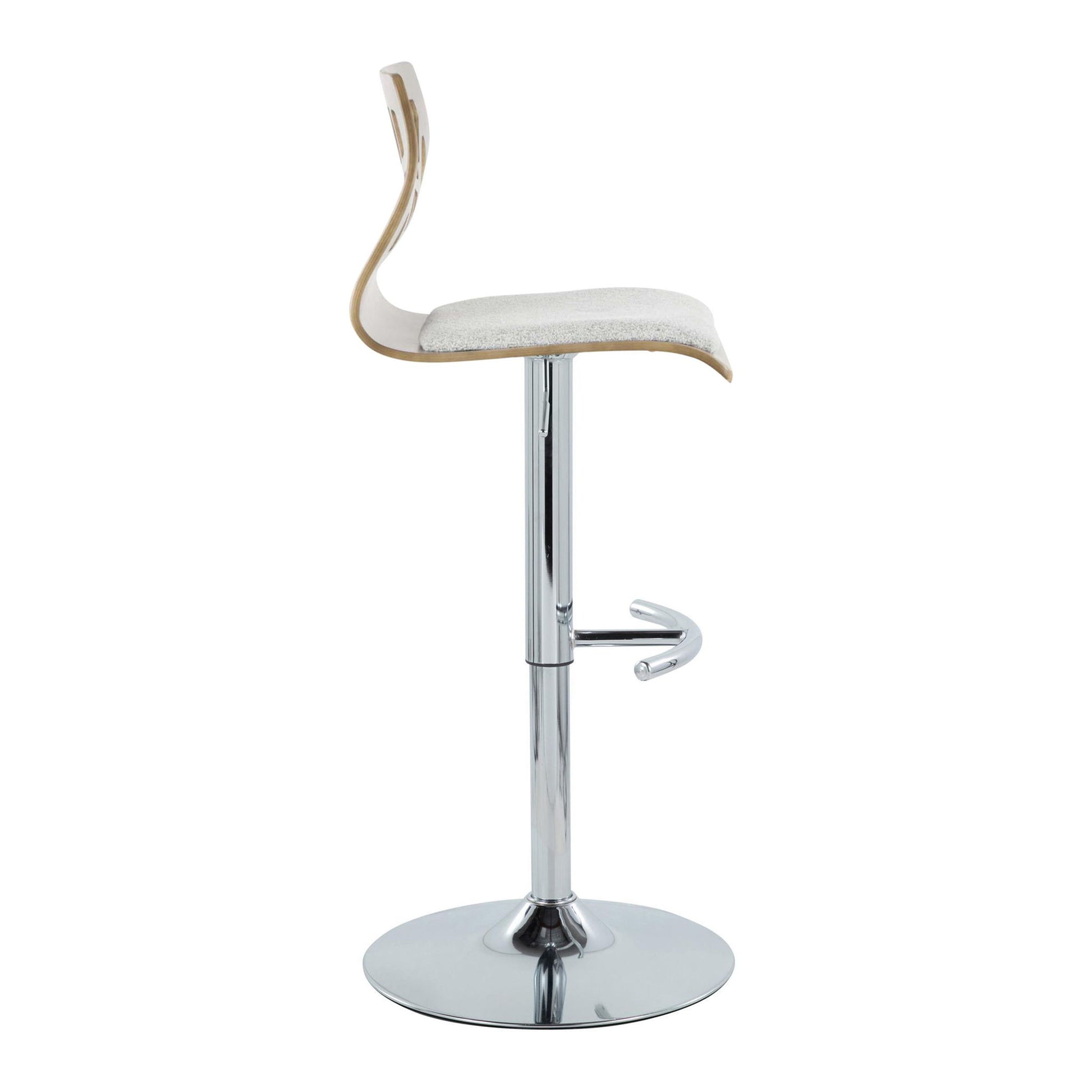 Folia - Contemporary Adjustable Barstool With Swivel With Rounded T Footrest (Set of 2) Lumi Source