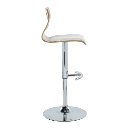 Folia - Contemporary Adjustable Barstool With Swivel With Rounded T Footrest (Set of 2) Lumi Source