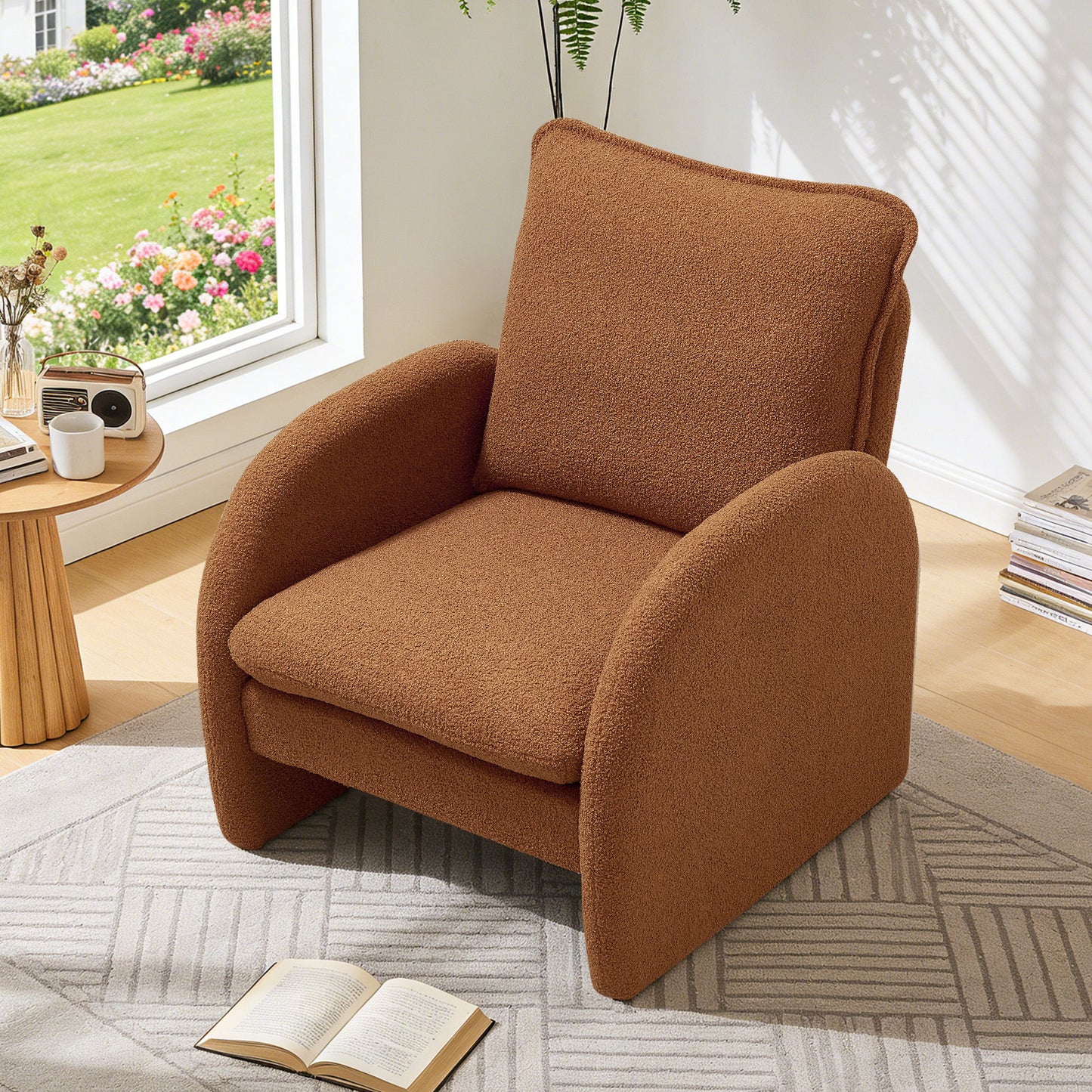 Modern Sherpa Upholstered Accent Chair, Comfortable Living Room Armchair, Lounge Chair For Bedroom, And Office Home Essentials