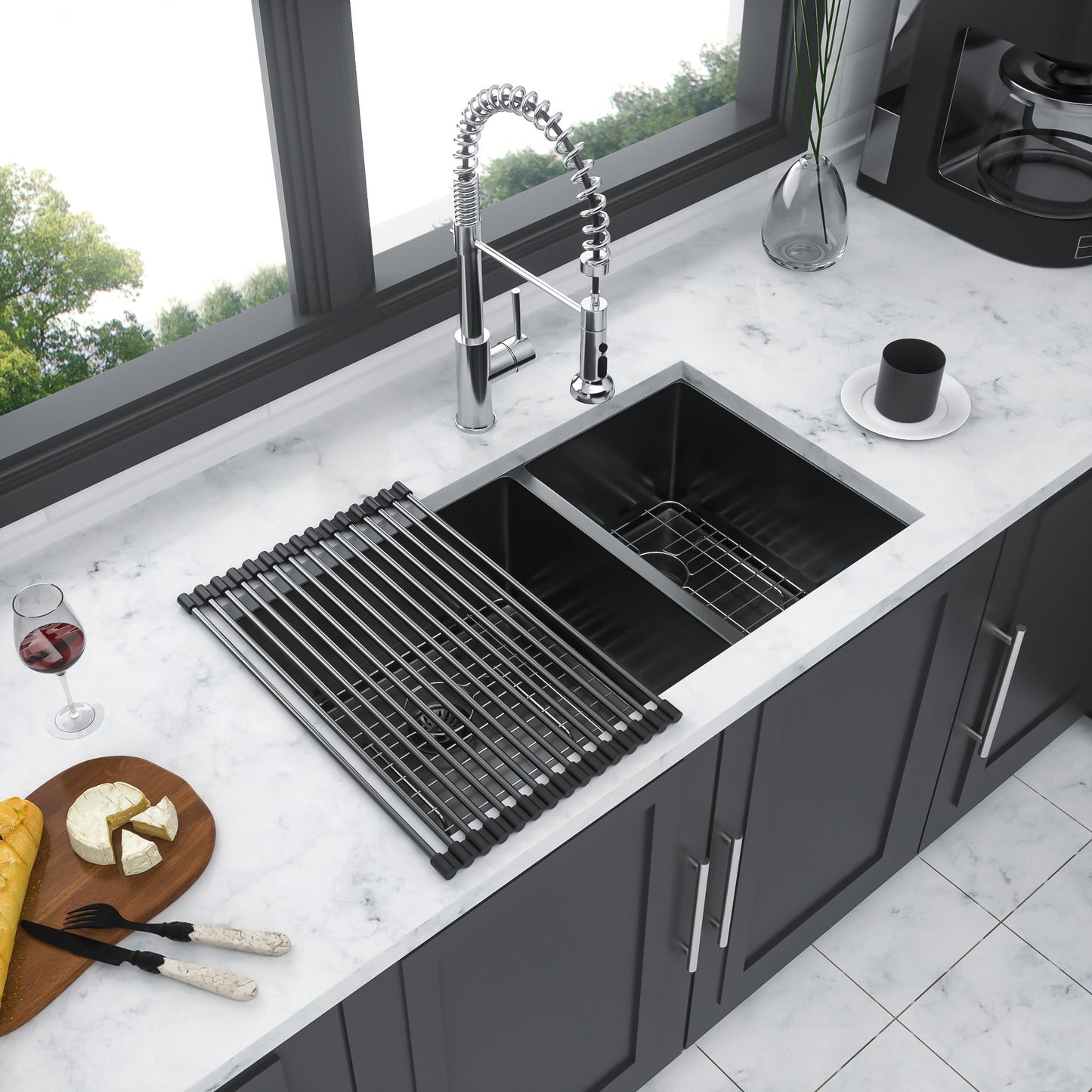 Modern Double Bowl Undermount Kitchen Sink 50 / 50 Design Stainless Steel Daily Nest