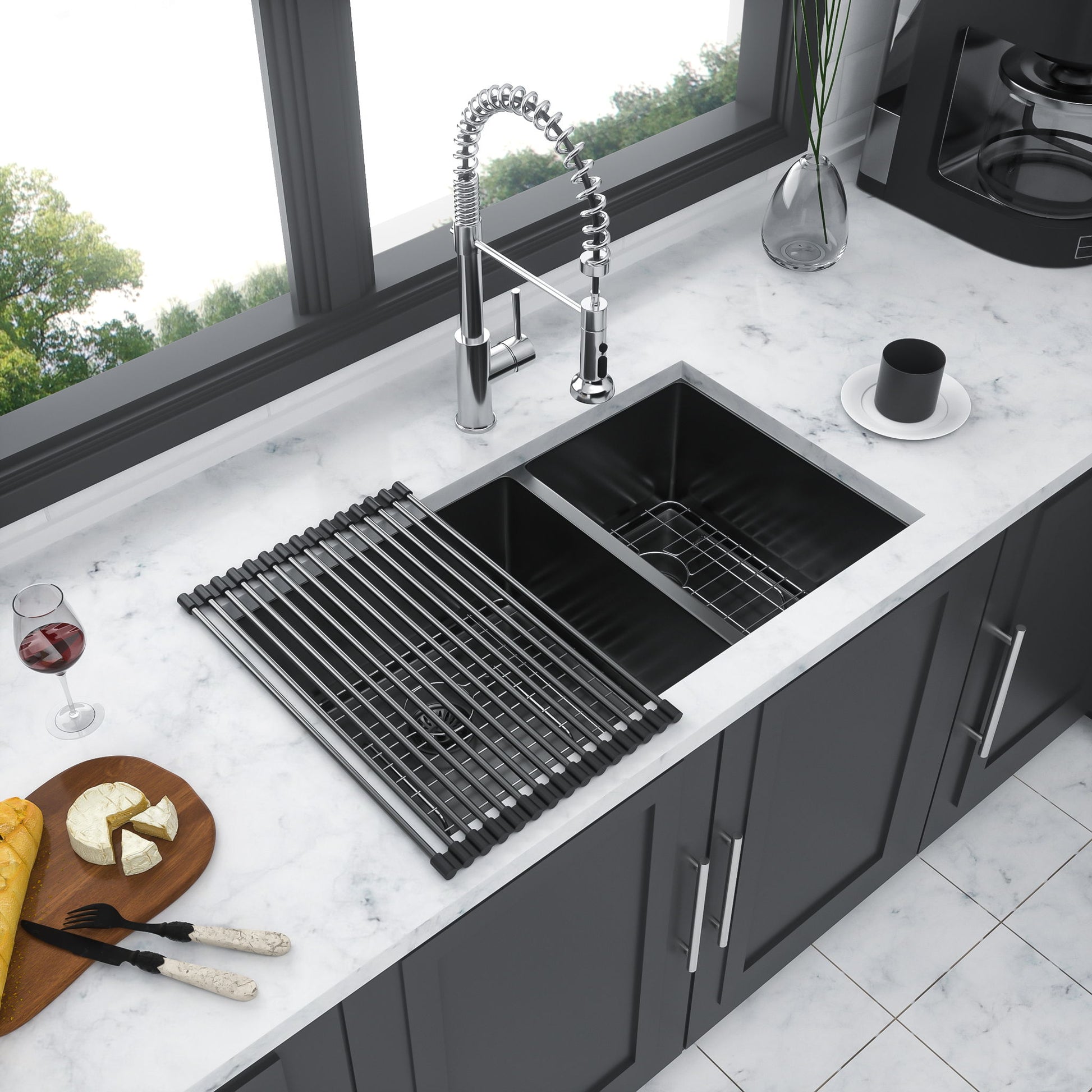 Modern Double Bowl Undermount Kitchen Sink 50 / 50 Design Stainless Steel Daily Nest