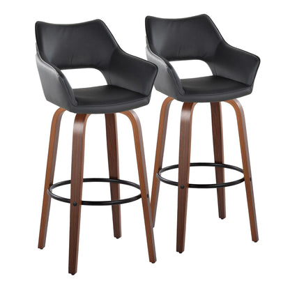 Mustang - Contemporary Fixed Height Barstool With Swivel & Round Footrest (Set of 2) Lumi Source