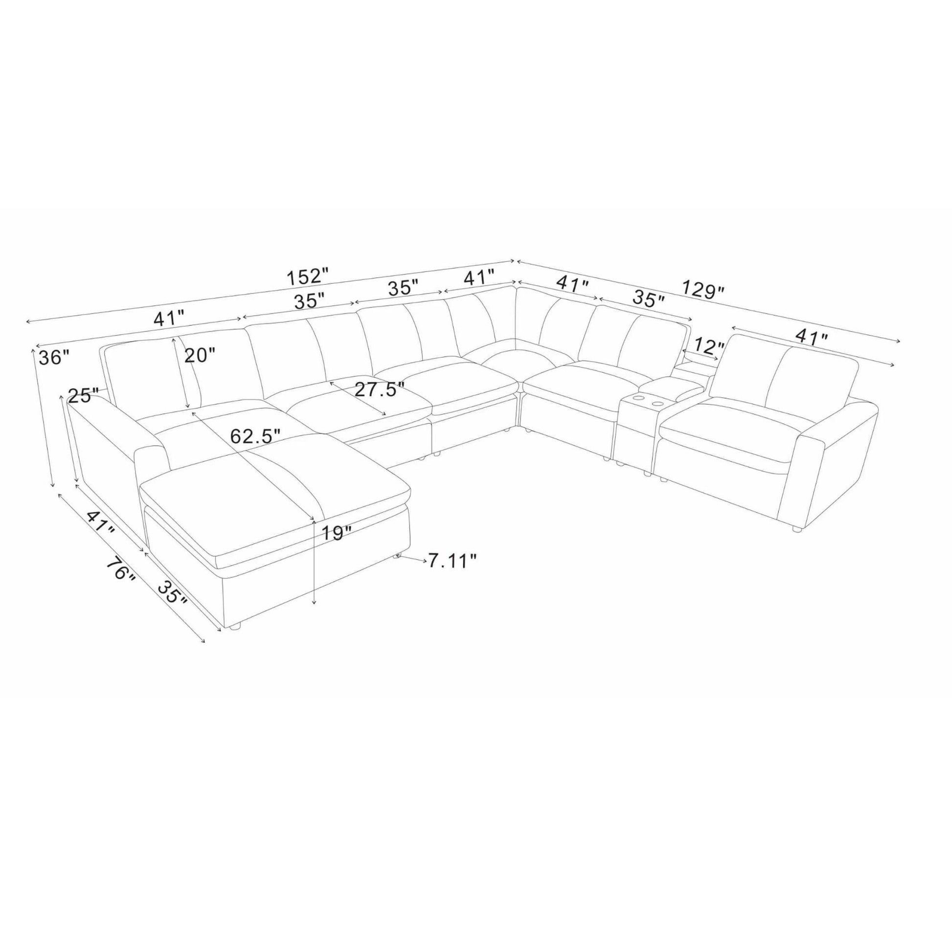 Large Seating Modular Upholstered Sectional Home Essentials