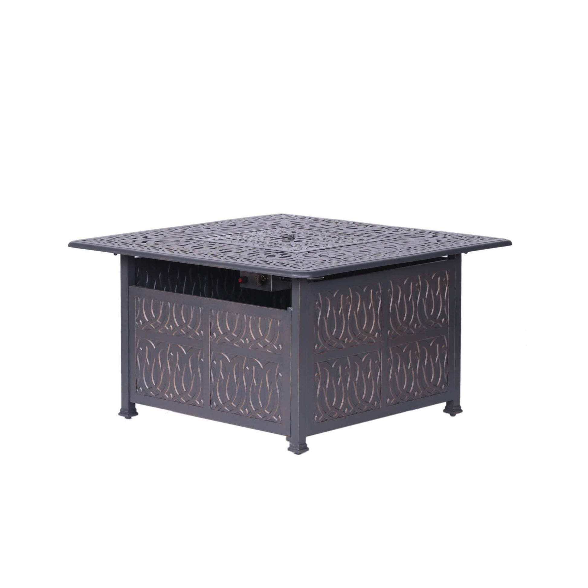 Powder Coated Aluminum Propane Gas Fire Pit Table - Gunmetal Home Essentials