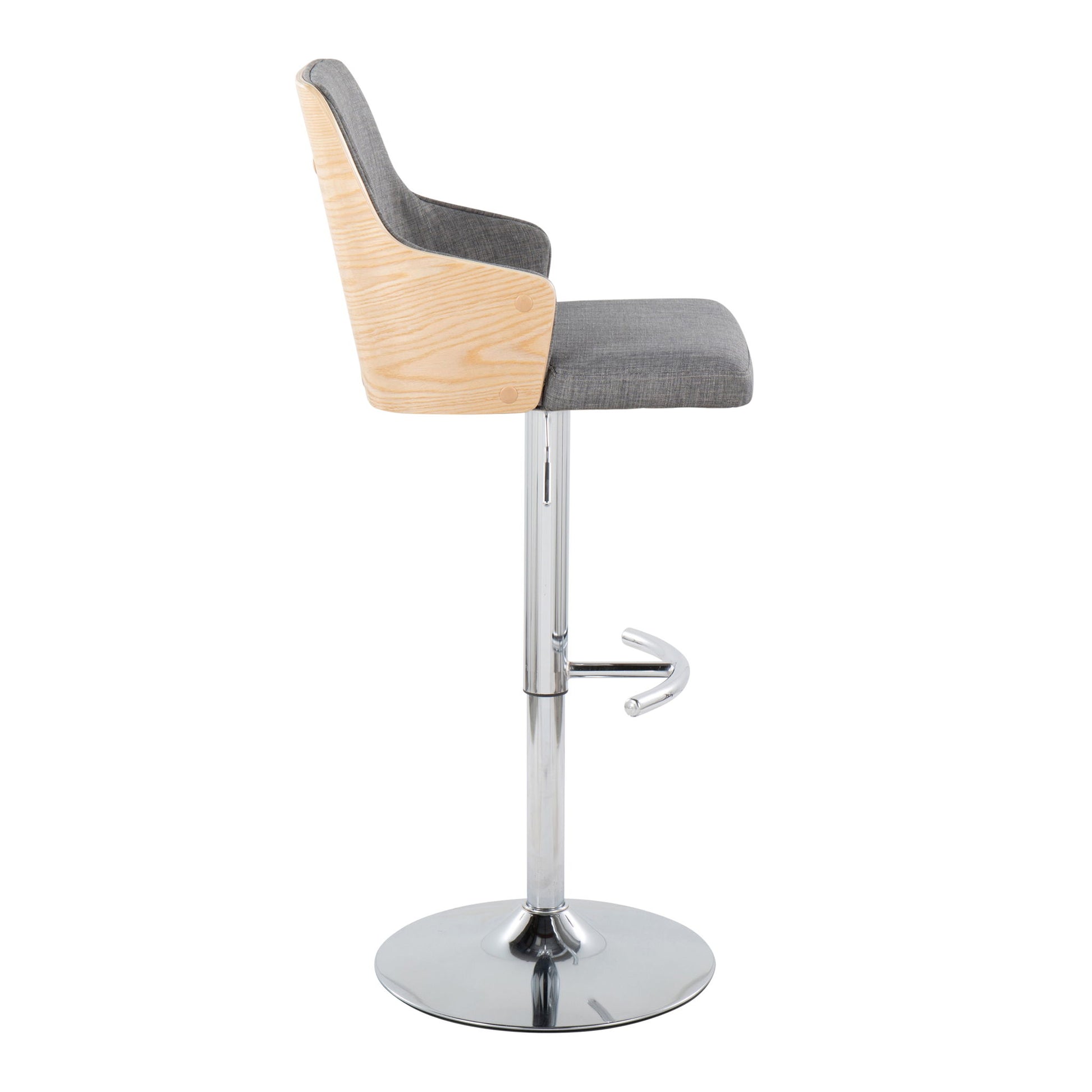 Stella - Contemporary Adjustable Barstool Stool With Swivel & Rounded T Footrest (Set of 2) Lumi Source