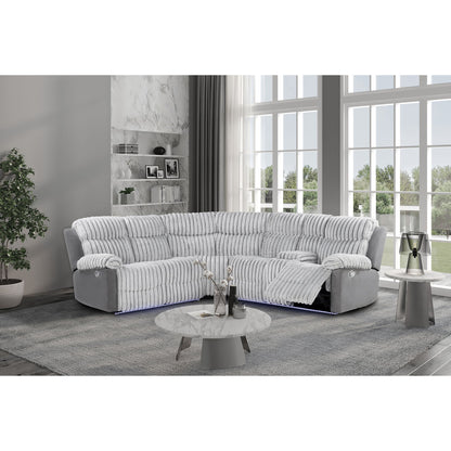 Bruni - Sectional Sofa With LED Lighting And Manual Recline - Gray Global Furniture USA