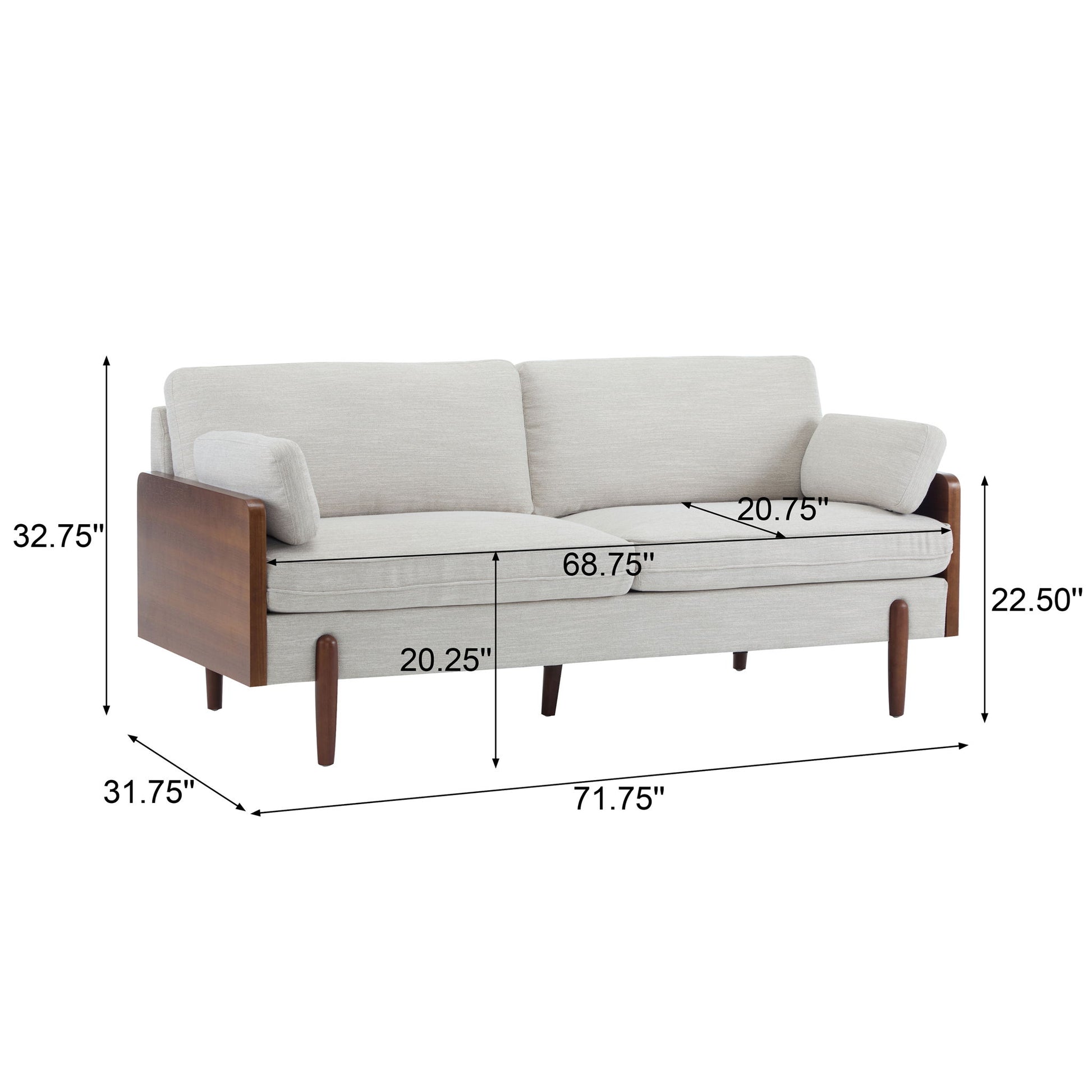 Mid Century Moderne Sofa With Wood Sides Noble House