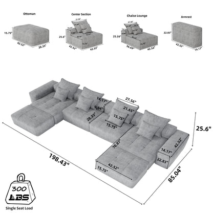 Modern Oversized Diy Combination Modular Sectional Sofa With Pillows Home Essentials