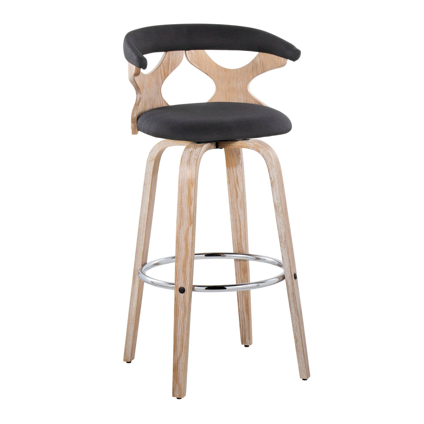 Gardenia - Contemporary Fixed Height Barstool With Swivel With Round Footrest (Set of 2) Lumi Source