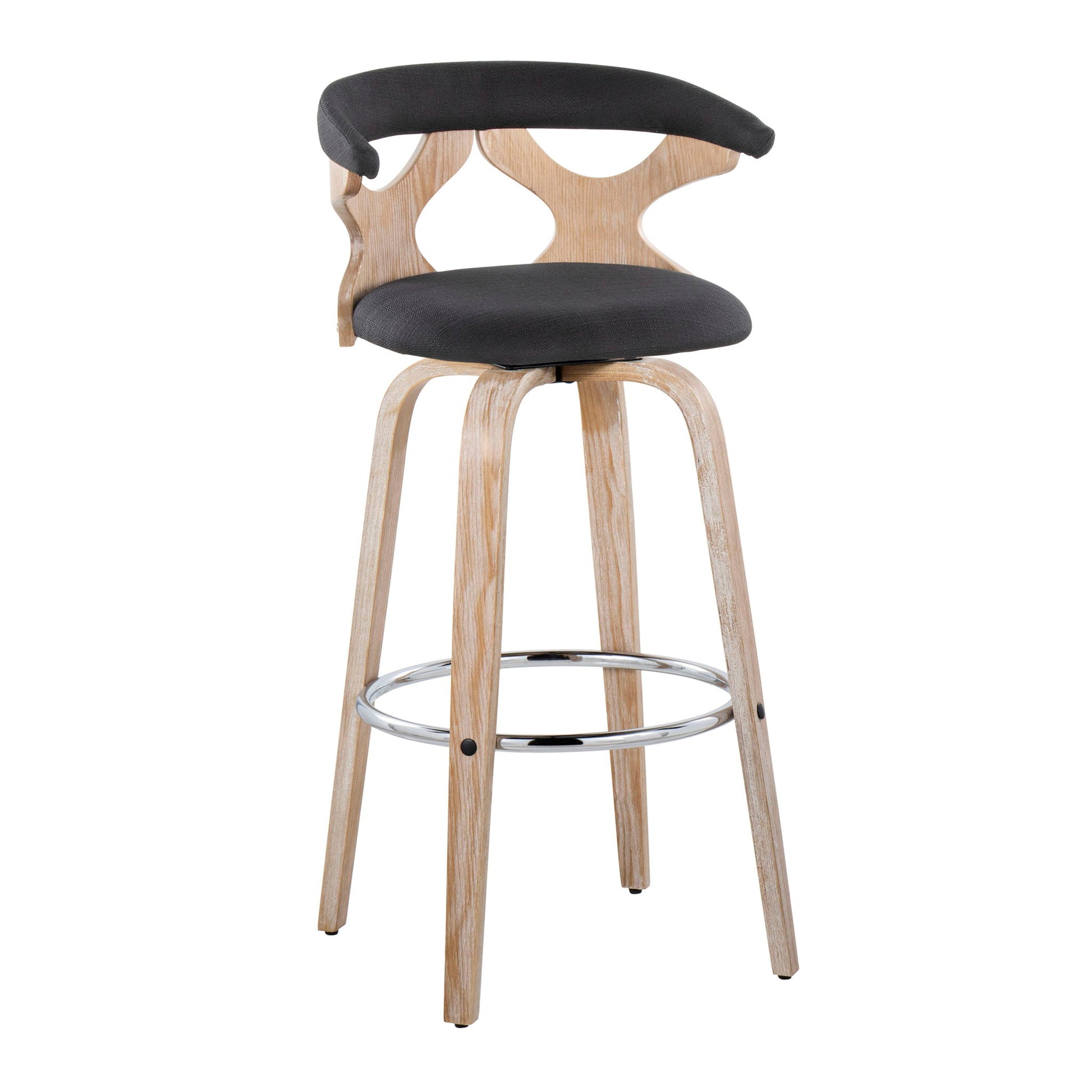 Gardenia - Contemporary Fixed Height Barstool With Swivel With Round Footrest (Set of 2) Lumi Source