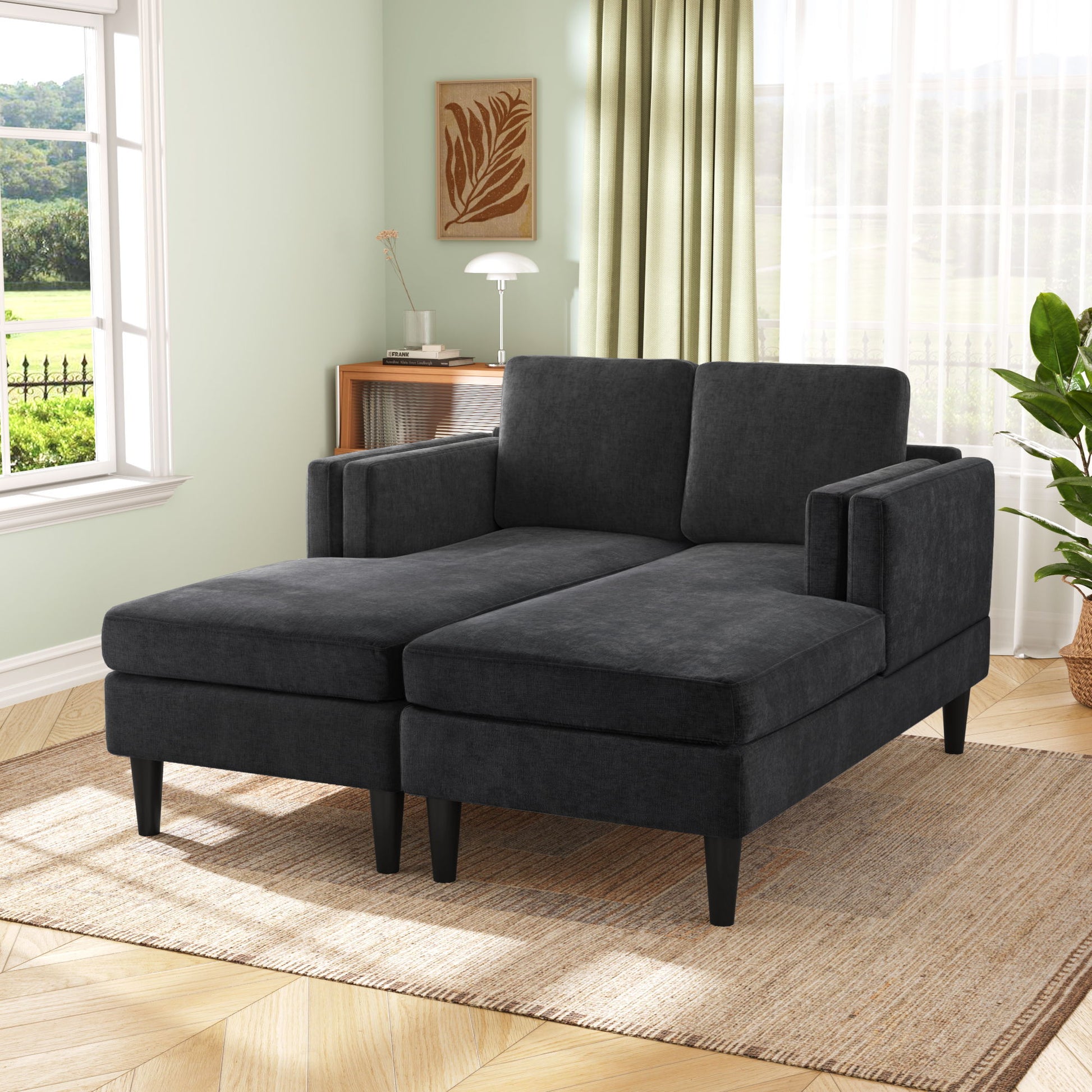 Chaise Lounge Sofa Bed With Dual Layer Armrests For Living Room Hearth and Haven
