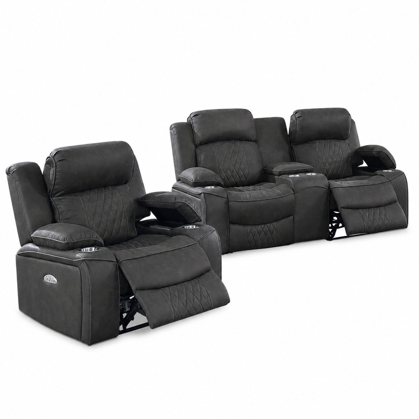 Power Motion Living Room Set With USB Port, Adjustable Headrest, Cup Holder Home Essentials