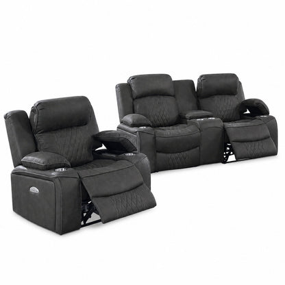 Power Motion Living Room Set With USB Port, Adjustable Headrest, Cup Holder Home Essentials