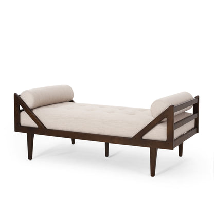 Chic Contemporary Chaise Lounge With Button Tufting And Bentwood Structure Noble House