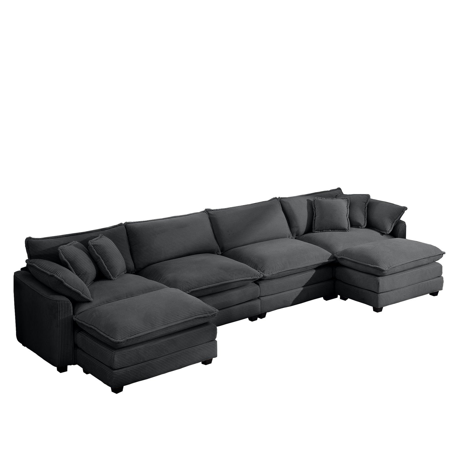 Modern Oversized Modular Cushion Sofa With Ottoman, Low Back, Deep Seating Sofa Set Home Essentials