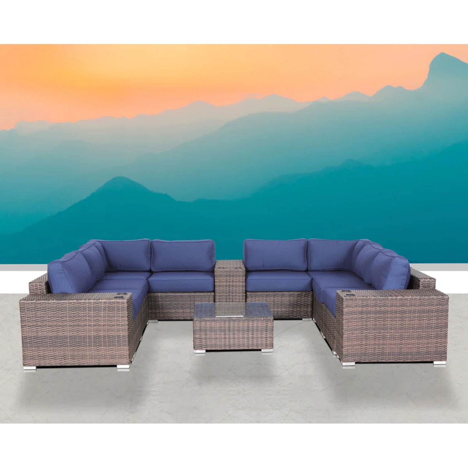 Modern Patio Rattan Sectional Set With Cushions LSI Patio Furniture