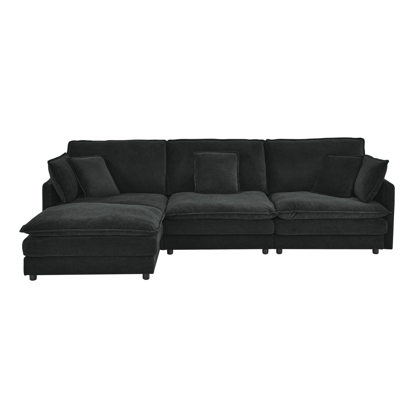 L-Shaped Sectional Sofa With Ottoman, Convertible 4 Seater Couch Home Essentials