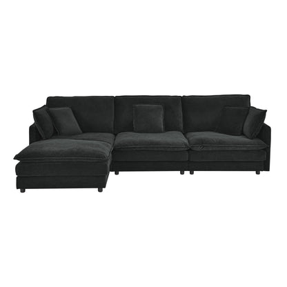 L-Shaped Sectional Sofa With Ottoman, Convertible 4 Seater Couch Home Essentials
