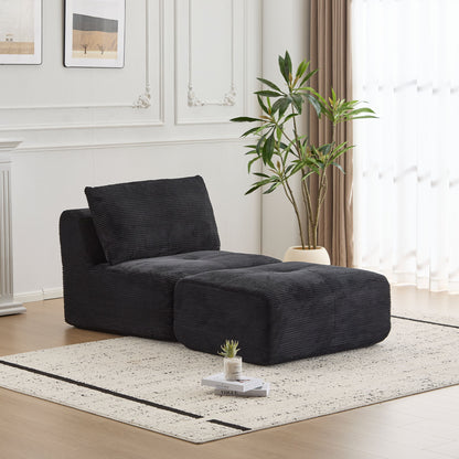 Single Chaise Longue With Movable Ottoman For Living Room Home Essentials