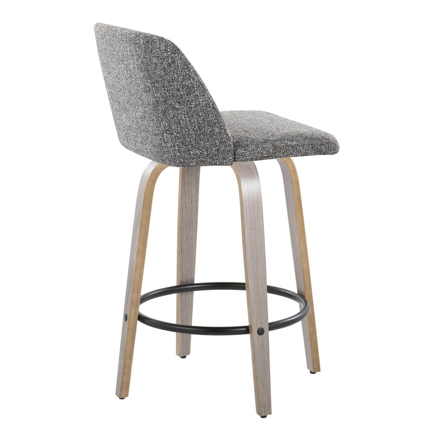 Toriano - Contemporary Fixed Height Counter Stool With Swivel & Round Footrest (Set of 2) Lumi Source