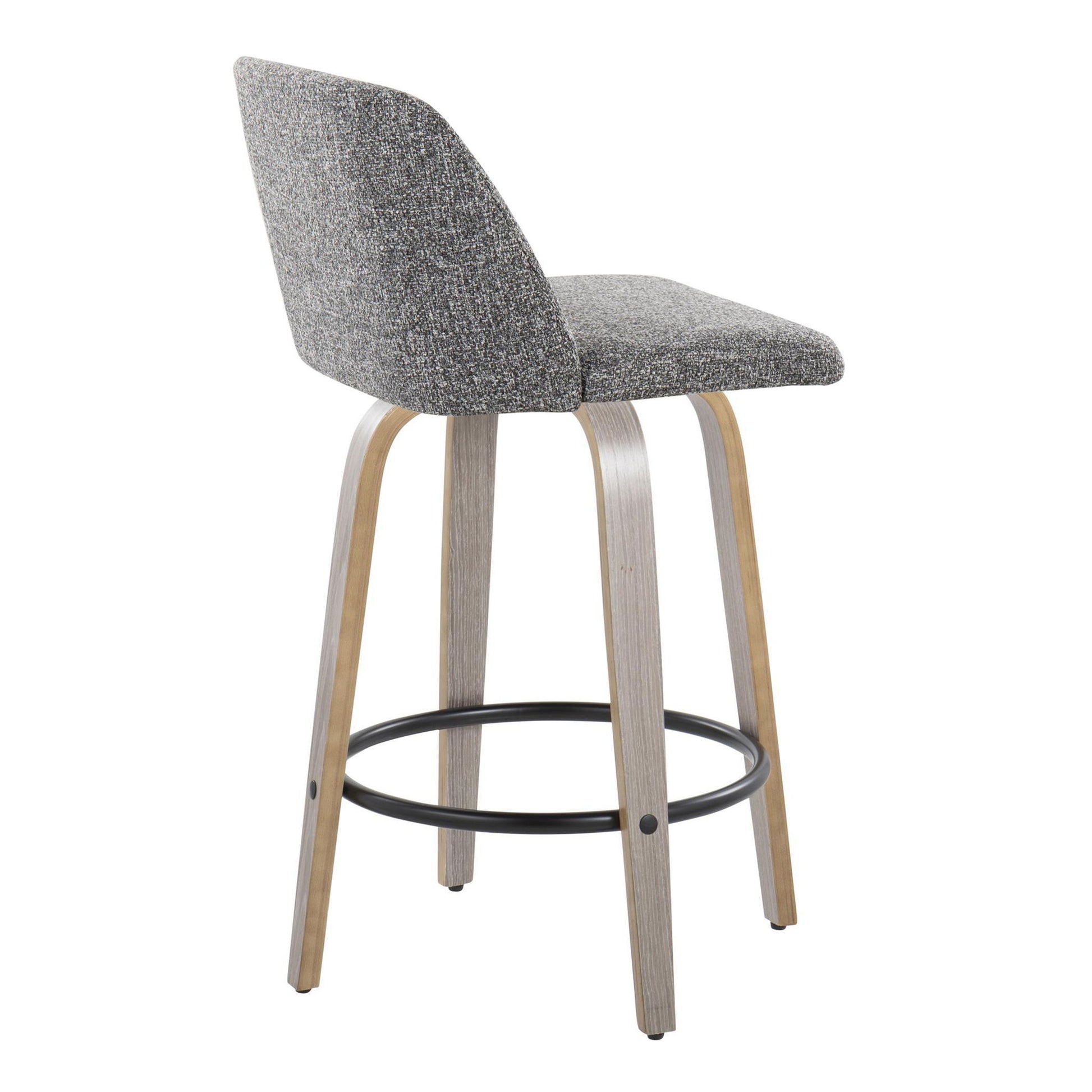 Toriano - Contemporary Fixed Height Counter Stool With Swivel & Round Footrest (Set of 2) Lumi Source