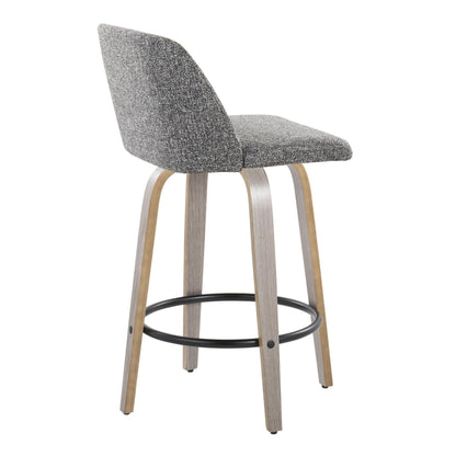 Toriano - Contemporary Fixed Height Counter Stool With Swivel & Round Footrest (Set of 2) Lumi Source