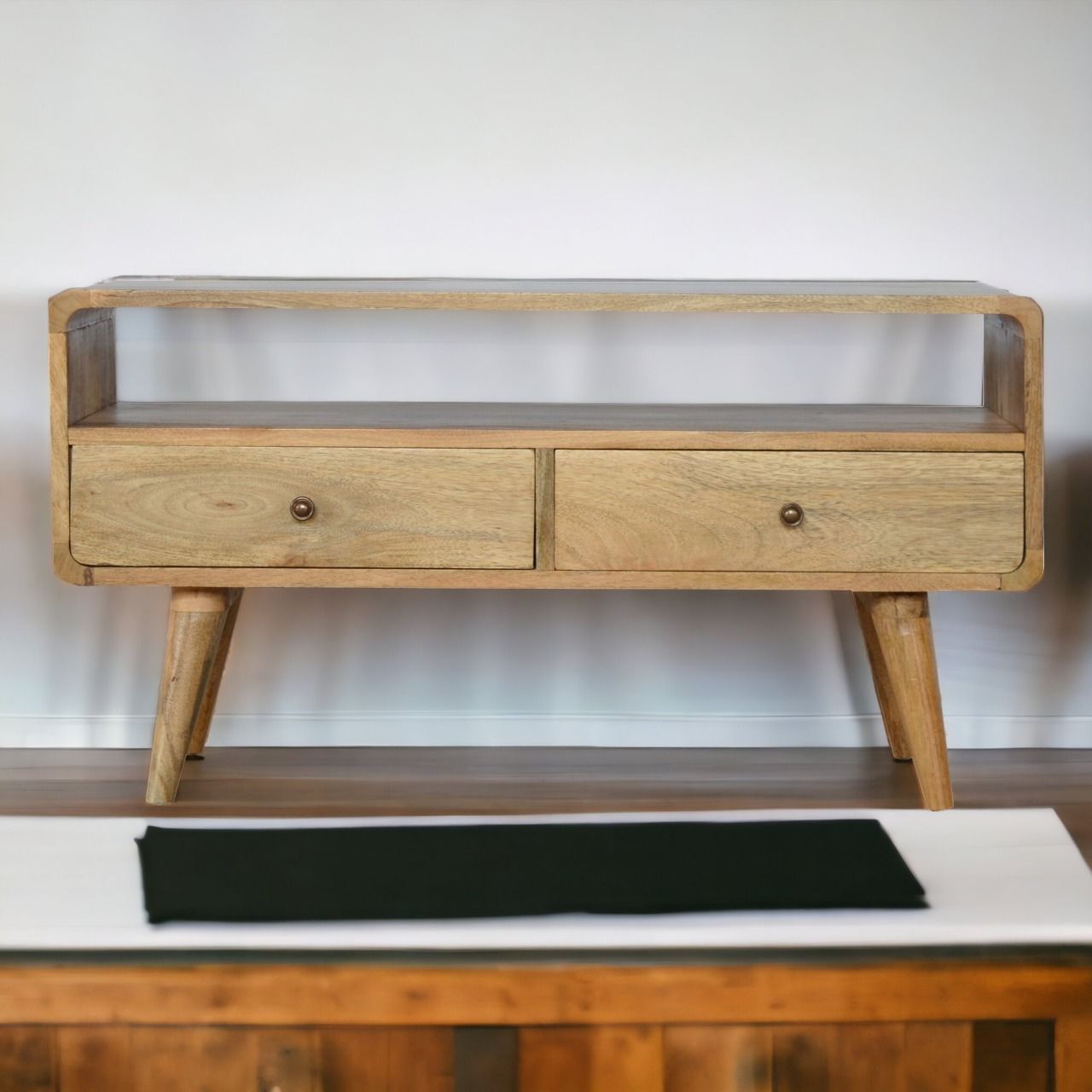 Solid Wood Curved Media Unit Artisan Furniture